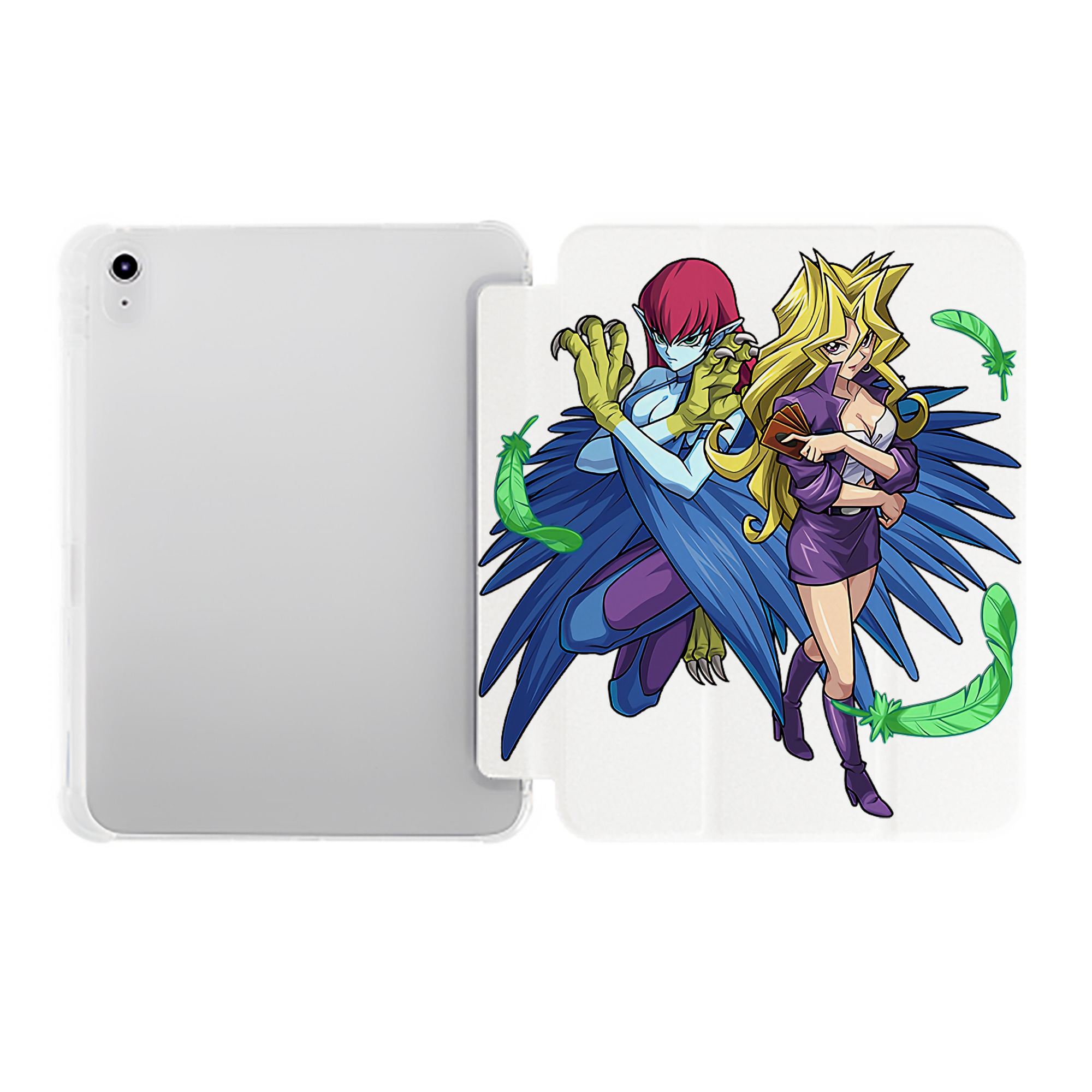 （画像用） 遊☆戯☆王 Yu-Gi-Oh! IPad ケース ペン収納付き 三つ折りスタンド PUレザー×シリコン 対応機種9.5/10.5/10.9インチ